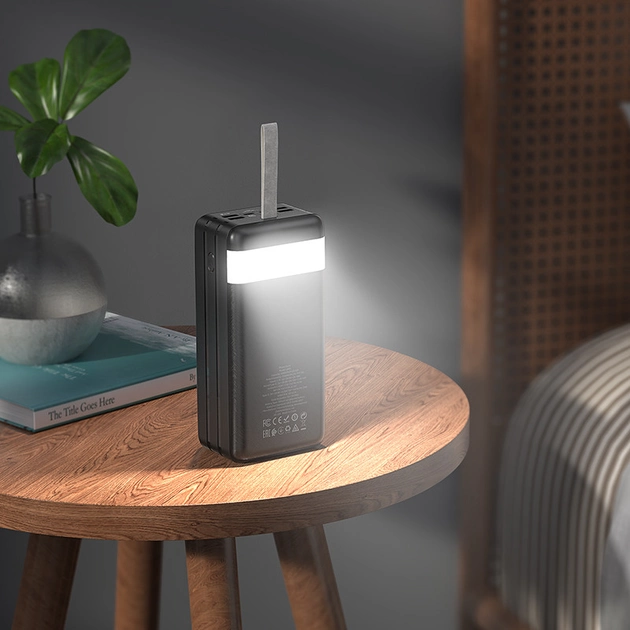 Hoco J86B PD20W+QC3.0 (22.5W) 60000 mAh портативная с фонариком 4xUSB Black