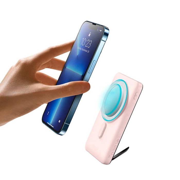 Baseus Magnetic Bracket Wireless Fast Charge 10000 mAh Type-C 20W/3A PD/QC PPCX000004 pink