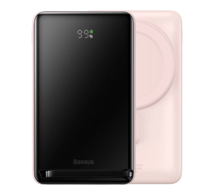Baseus Magnetic Bracket Wireless Fast Charge 10000 mAh Type-C 20W/3A PD/QC PPCX000004 pink