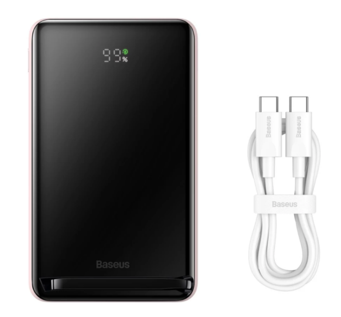 Baseus Magnetic Bracket Wireless Fast Charge 10000 mAh Type-C 20W/3A PD/QC PPCX000004 pink