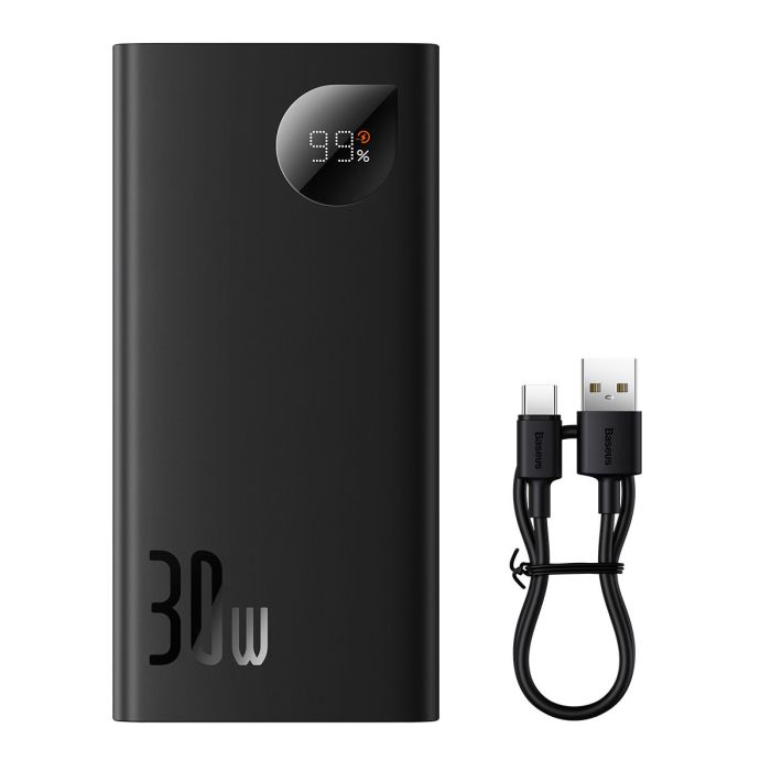 Baseus Adaman 2 Digital Display Fast Charge 10000 mAh 30W with USB-A to USB-C Cable Black (PPAD040101)