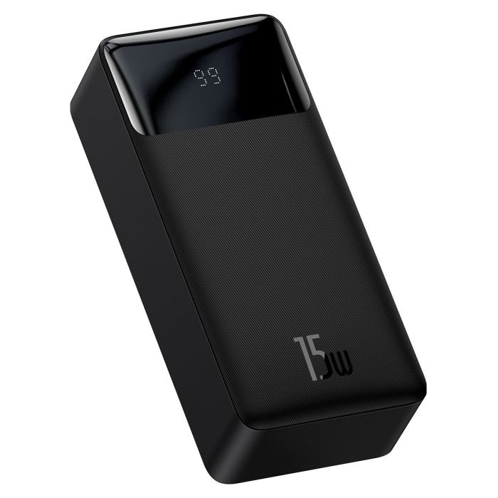 Baseus Bipow Digital Display 30000 mAh 15W with USB-A to Micro-USB 0.25m Cable Black (PPBD050201)