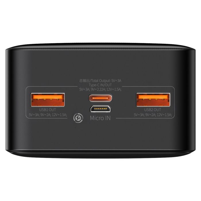 Baseus Bipow Fast Charge 30000 mAh 20W Black with USB-A to microUSB Cable (PPBD050401)
