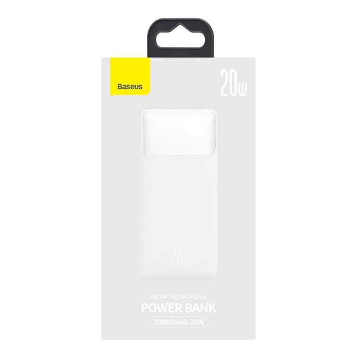 Baseus Bipow Fast Charge 30000 mAh 20W White with USB-A to microUSB Cable (PPBD050402)