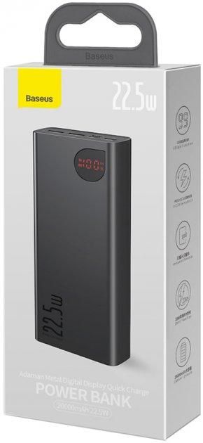 Baseus Adaman Metal Digital Display Quick 10000 mAh 22.5W Black (PPAD000001)
