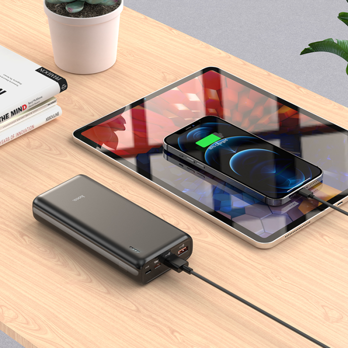 Hoco 20000 mAh J80A зі швидкою зарядкою 2USB/1Type-C, 22.5W, 5A, QC/PD| Чорний