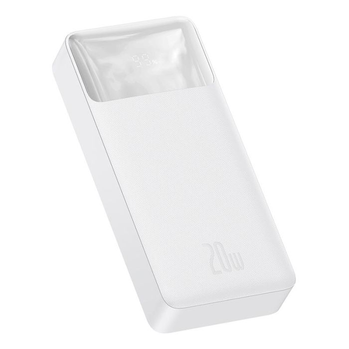 Baseus Bipow Digital Display Overseas 20000 mAh |2USB/1Type-C, PD/QC, 20W, 3A| White(PPBD050302)