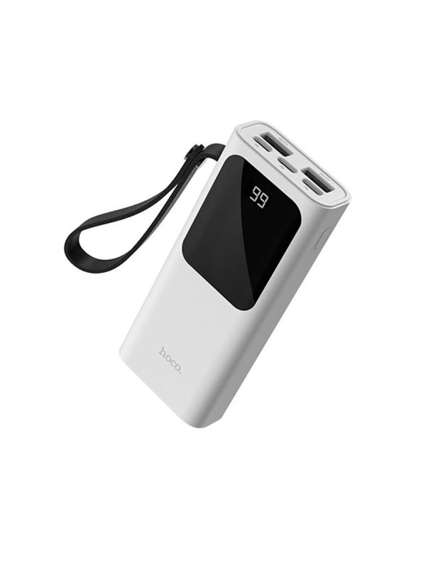Повербанк Hoco J41 Treasure Mobile (10000 mAh / Out: 2USB 5V/2A / In: Type-C, Lightning, micro-USB 5V/2A ) з LED індикатором, білий