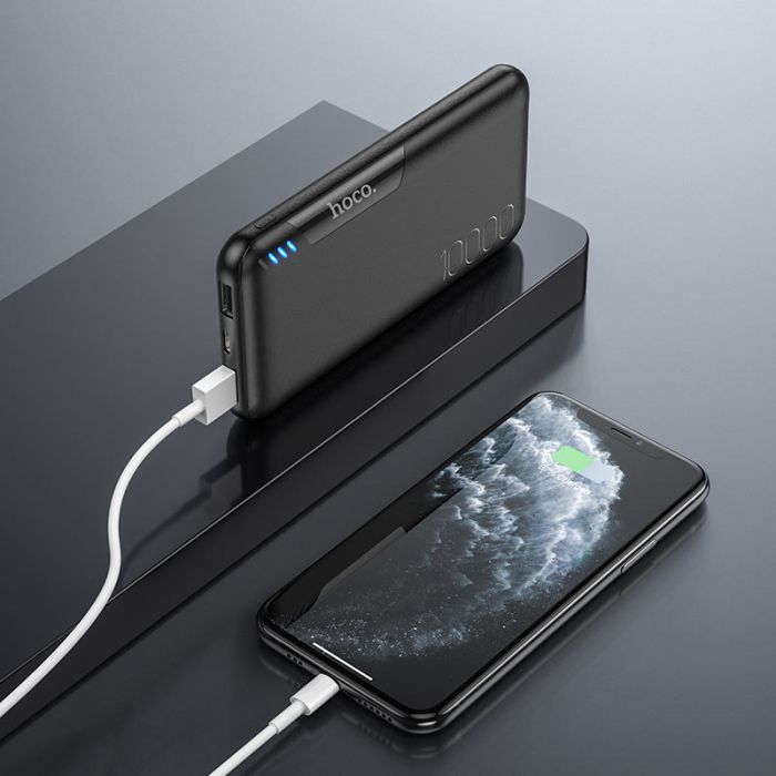 Hoco J82 Easylink (10000 mAh / Out: 2USB 5V/2A / In: Type-C, micro-USB 5V/2A ) з LED індикатором, чорний
