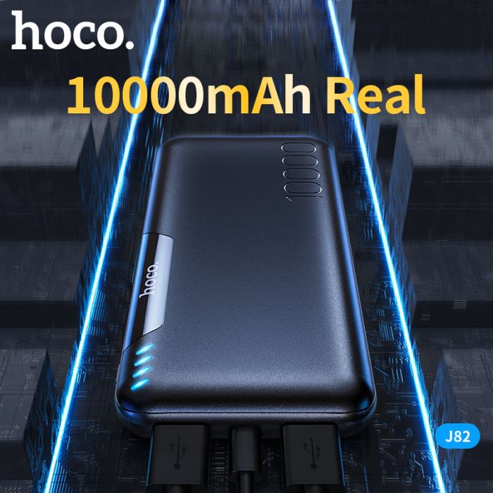 Hoco J82 Easylink (10000 mAh / Out: 2USB 5V/2A / In: Type-C, micro-USB 5V/2A ) з LED індикатором, чорний