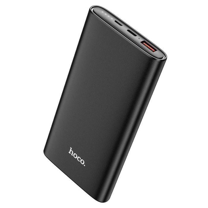 Hoco J83 (10000 mAh зі швидкою зарядкою 20W PD Type-C, 18W QC3.0 USB / Вхід: 18W Type-C, micro-USB) з LED індикатором, метал, чорний