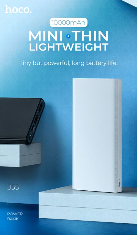 Hoco J55 Neoteric Mobile (10000 mAh / Out: 2USB 5V/2A / In: Type-C, micro-USB 5V/2A ) з LED індикатором, білий