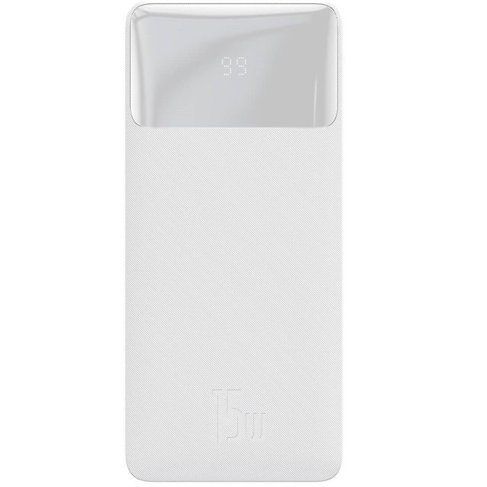 Baseus  PPDML-I02 Bipow Digital Display 10000 mAh 2USB/1Type-C, 3A/15W, QC| (153*69*17 мм) white