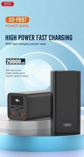 XO PB97 20000mAh 65W fast charging black