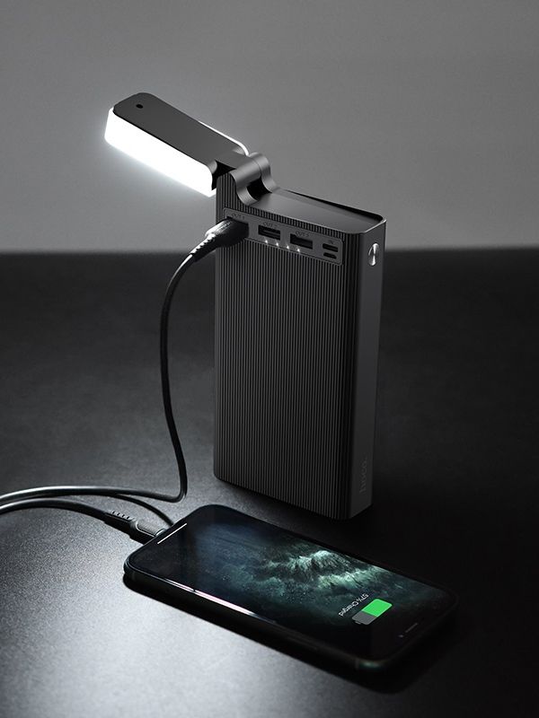 Hoco J62 Jove Table Lamp (30000 mAh / Out: 2USB 5V/2A / In: Type-C, micro-USB 5V/2A ) з LED індикатором, чорний