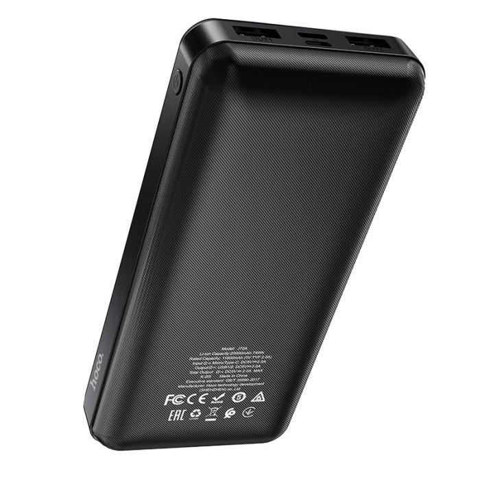 Hoco J72A Easy travel (20000 mAh / Out: 2USB 5V/2A / In: Type-C, micro-USB 5V/2A ) з LED індикатором, чорний