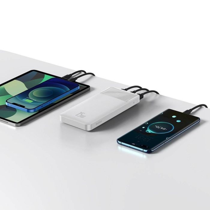 Baseus PPDML-I Bipow 15W 10000 mAh Out: 2USB + QC3.0 Type-C: 5V/3A Max 15W / In: Micro 5В/2А (10W), Type-C 5В/3А (15W) з Дисплеєм, White