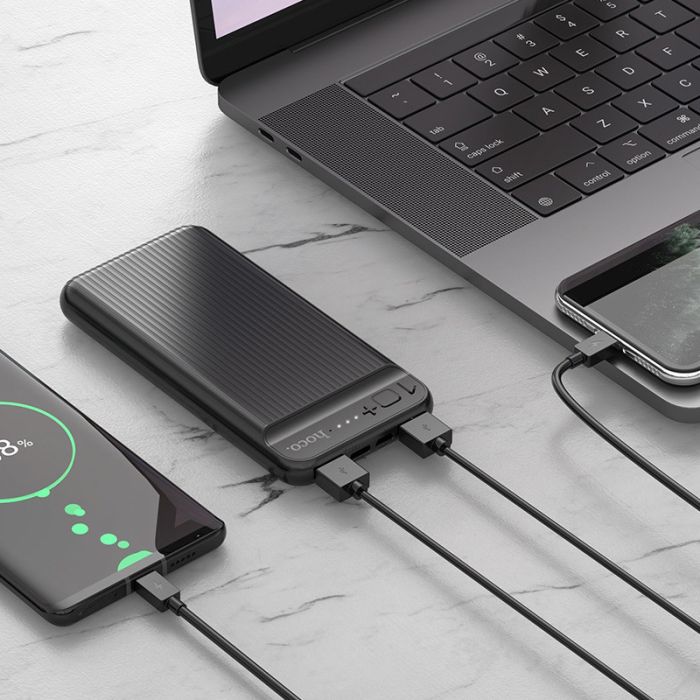 Hoco J52 New joy (10000 mAh / Out: 2USB 5V/2A / In: Type-C, micro-USB 5V/2A ) з LED індикатором, чорний