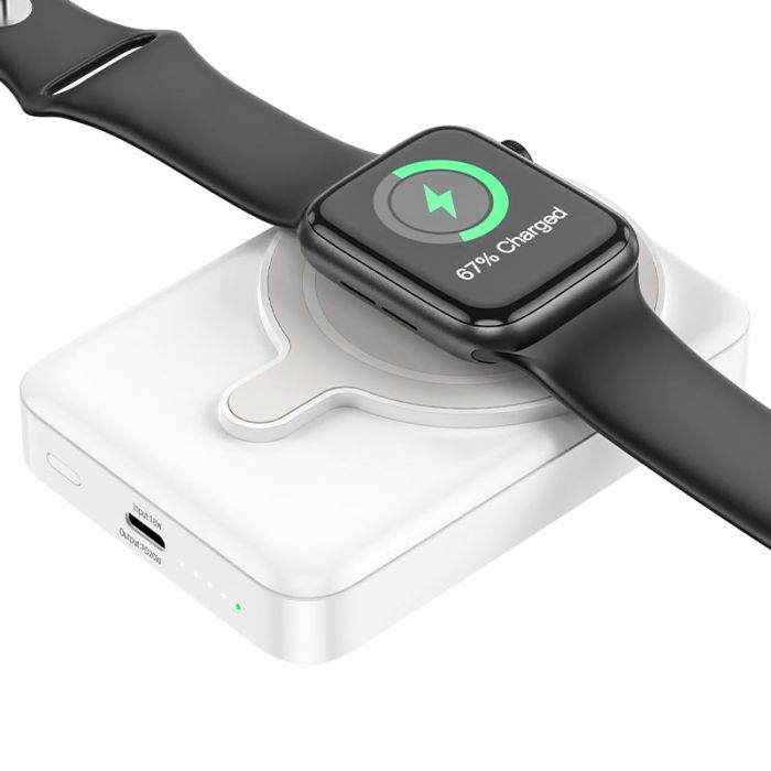 Hoco Q11 MagSafe Wireless Charger 3-in-1 (10000 mAh / Out: Type-C 20W / In: Type-C 18W ) з LED індикатором, білий