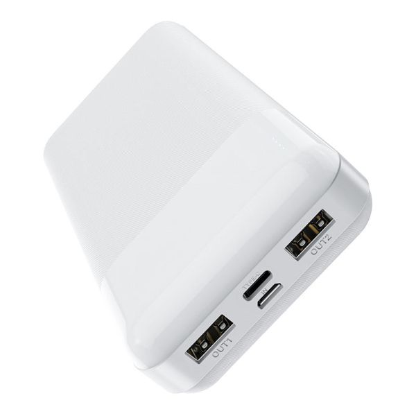 Повербанк Hoco J72A Easy travel (20000 mAh / Out: 2USB 5V/2A / In: Type-C, micro-USB 5V/2A ) з LED індикатором, білий