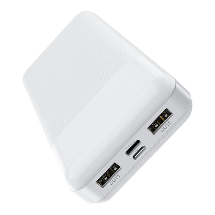 Hoco J72A Easy travel (20000 mAh / Out: 2USB 5V/2A / In: Type-C, micro-USB 5V/2A ) з LED індикатором, білий