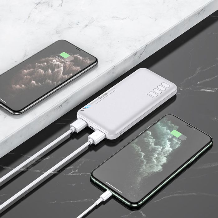 Hoco J82 Easylink (10000 mAh / Out: 2USB 5V/2A / In: Type-C, micro-USB 5V/2A ) з LED індикатором, білий