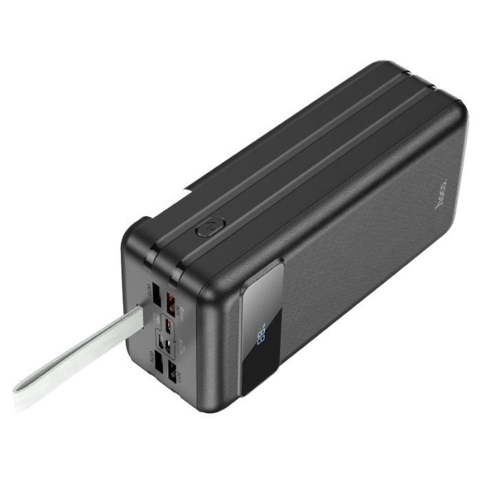 Hoco J86B (60000 mAh / Out: 4xUSB-A 22.5W QC3.0,Type-C PD 20W / In: Lightning, micro-USB, Type-C 18W ) з LED Дисплеєм і ліхтариком, чорний