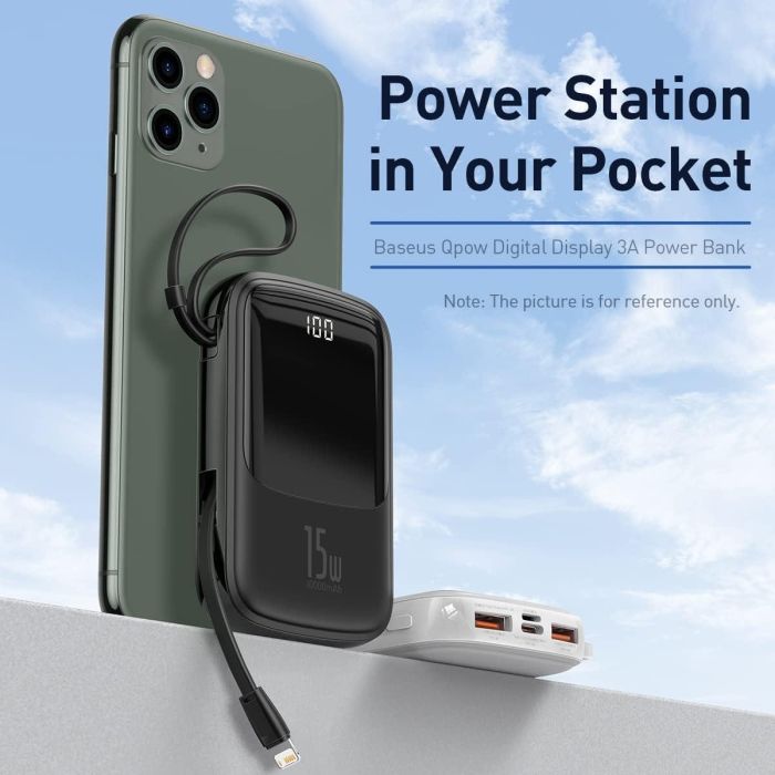 Baseus Q pow Digital Display 3A 10000 mAh з IP-кабелем Black (PPQD-B01)