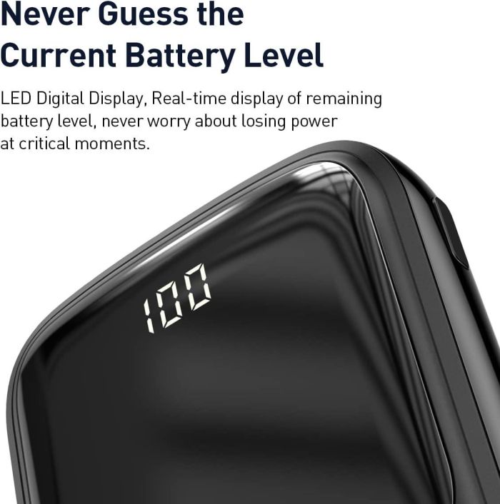 Baseus Q pow Digital Display 3A 10000 mAh з IP-кабелем Black (PPQD-B01)