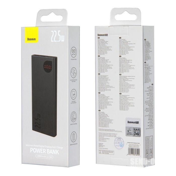 Baseus Adaman Metal Digital Display Quick 10000 mAh 22.5W Black (PPAD000001)