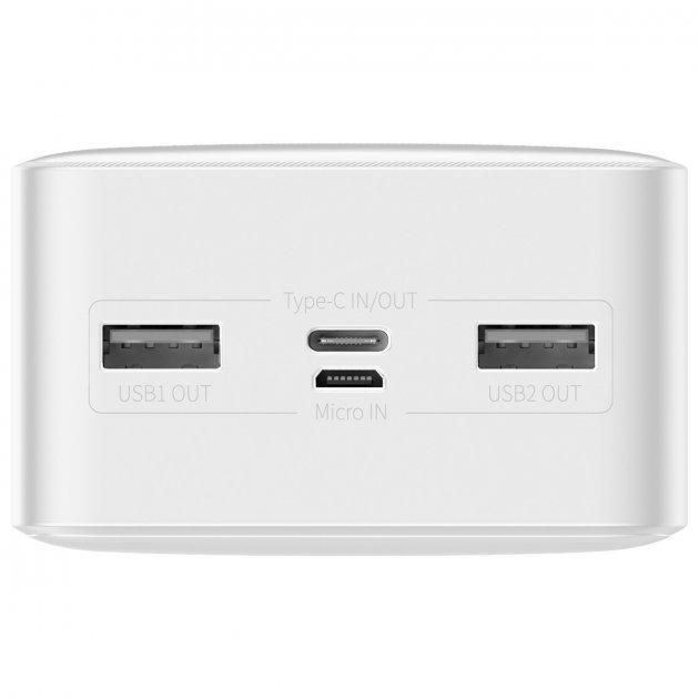 Baseus Bipow Digital Display 30000 mAh 15 W 3 A 2 USB + Type-C Білий