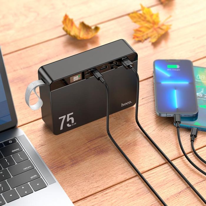 Hoco Overlord fully compatible J94 75000 mAh |3USB/Type-C, PD/QC, 20W/5A| black