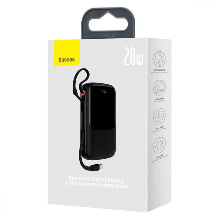 Baseus PPQD040001 Qpow Pro 20000 mAh із вбудованим кабелем iPhone