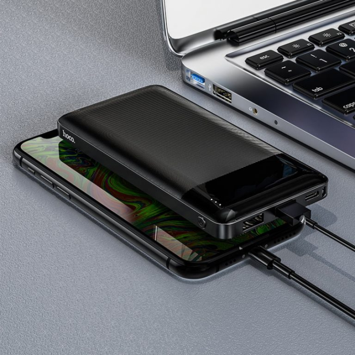 Повербанк HOCO Easy travel J72 10000mAh |2USB/1Type-C/1MicroUSB, 2A| Чорний