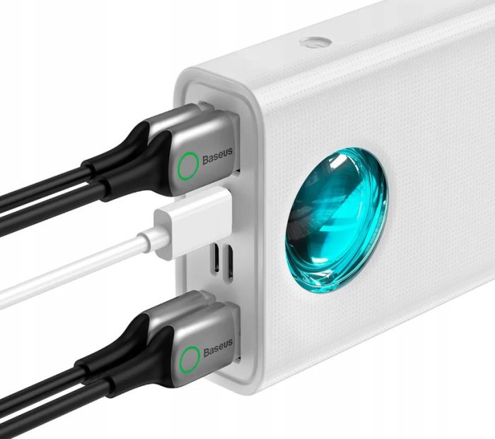 Baseus Amblight Digital Display Quick Charge (PPLG-A02), 30000 mAh, 65W, (у комплекті - кабель Type-C - Type-C), White