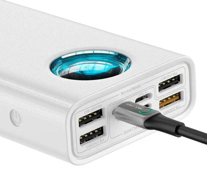 Baseus Amblight Digital Display Quick Charge (PPLG-A02), 30000 mAh, 65W, (у комплекті - кабель Type-C - Type-C), White