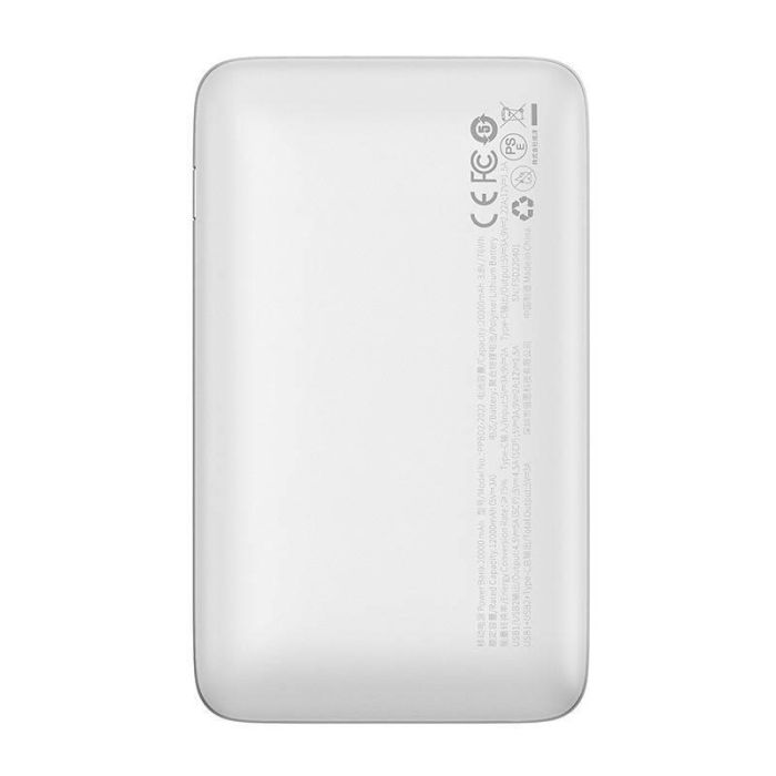 Baseus 20000 mAhBipow Pro Digital Display (2USB/Type-C, QC/PD, 22.5W). White