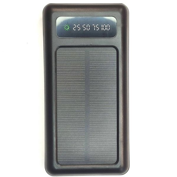 Power Bank універсальний зарядний пристрій батарея зовнішній акумулятор із сонячною панеллю 20000 Mah (475045-Prob) Чорний