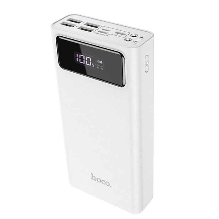 Hoco J65 30000 mAh |4USB/Type-C/Micro, Ліхтарик| White
