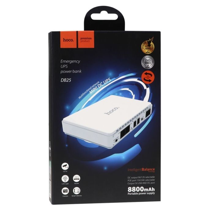 UPS Hoco для роутера, модему DB25 (УПС, ДБЖ, 8800mAh, LED індикатори, USB, DC 9-12V ) - Білий
