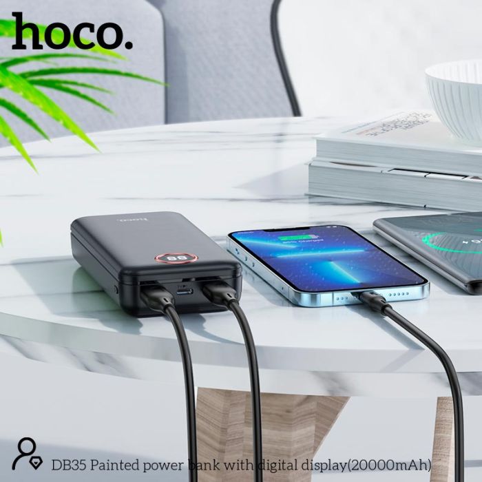 Hoco Painted with digital display DB35 20000 mAh |2USB/Type-C, 2.1A| чорна