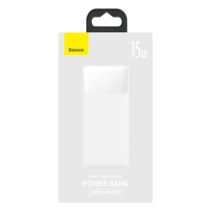 Baseus Bipow Digital Display 20000 mAh |2USB/1Type-C, 3A/15W, QC| (PPDML-J02) біла