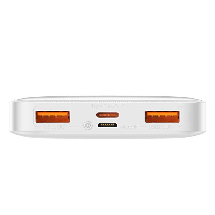 Baseus Bipow Digital Display 10000 mAh |2USB/1Type-C, PD/QC, 20W, 3A| (PPDML-L02) біла