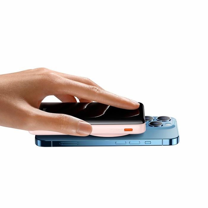 Baseus Magnetic Bracket Wireless Fast Charge 10000 mAh |Type-C, 20W/3A, PD/QC| (PPCX000004) рожева