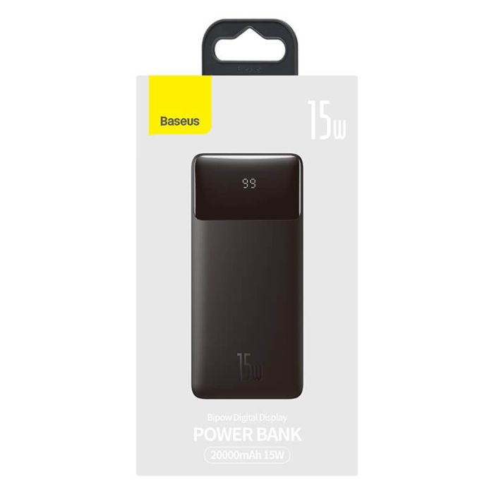 Baseus Bipow Digital Display 20000 mAh |2USB/1Type-C, 3A/15W, QC| (PPDML-J02) чорна