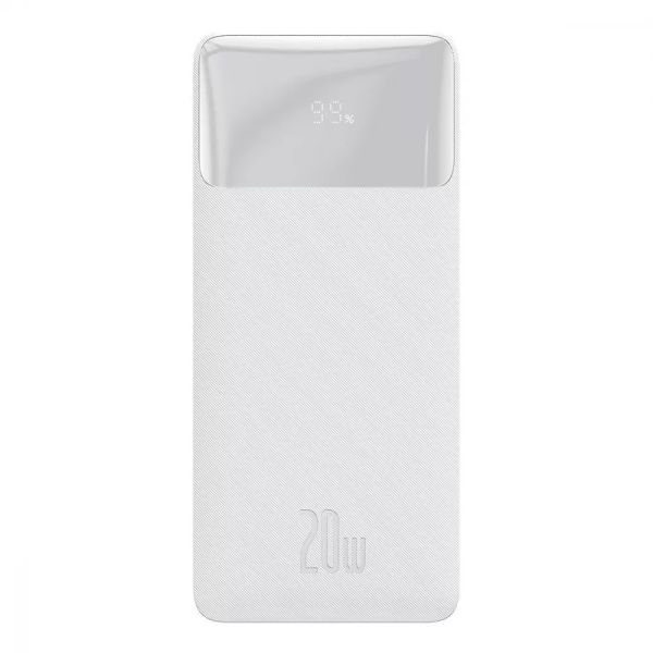 Baseus Bipow Digital Display 20000 mAh 20W 3А (2USB+Type-C) QC3.0+PD3.0, білий