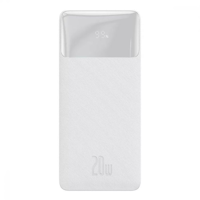 Baseus Bipow Digital Display 20000 mAh 20W 3А (2USB+Type-C) QC3.0+PD3.0, білий