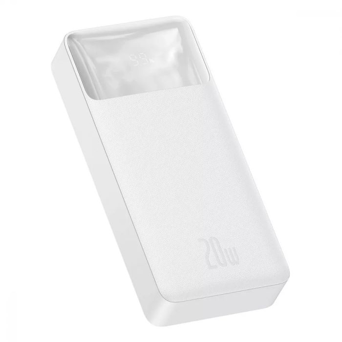 Baseus Bipow Digital Display 20000 mAh 20W 3А (2USB+Type-C) QC3.0+PD3.0, білий