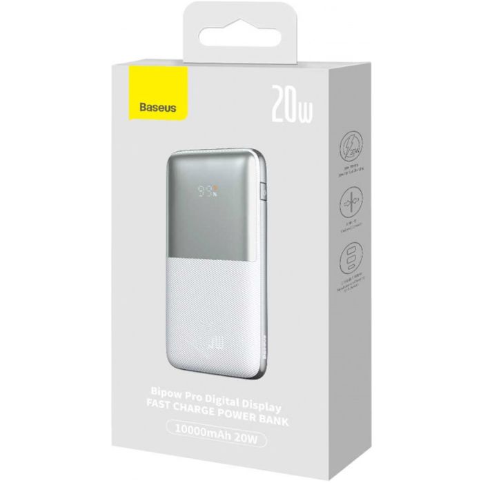 Baseus Bipow Pro Digital Display 10000 mAh PD 20W White (PPBD040102) [90102]