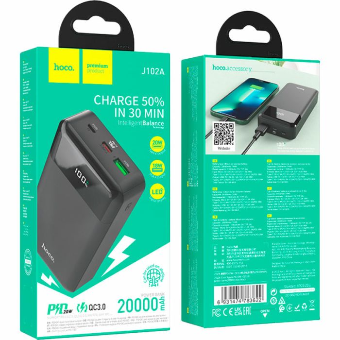Hoco J102A Cool figure 20W 20000 mAh Black